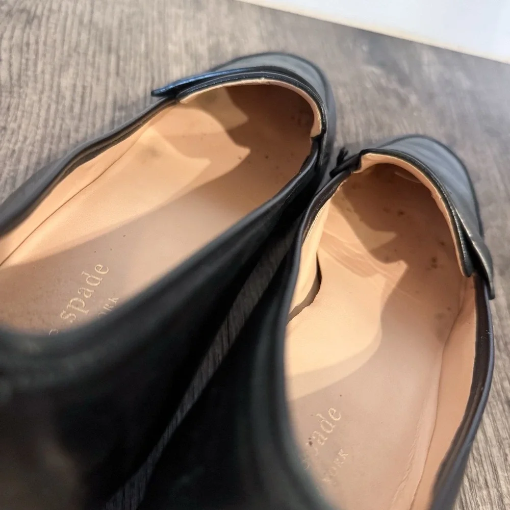 Kate Spade Loafers‎ Women's 8.5 M Loafer Heels Black Leather
